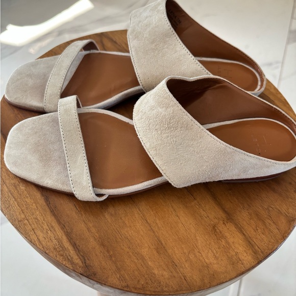 Halston Heritage Neutral Beige Suede Slide Mules - Picture 5 of 14